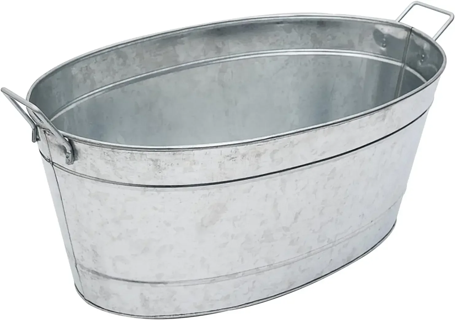 C-55 Galvanized Steel Metal Oval tub with Protective zinc Coating Used as a Vegetable or Flower Planter with Two  Handles