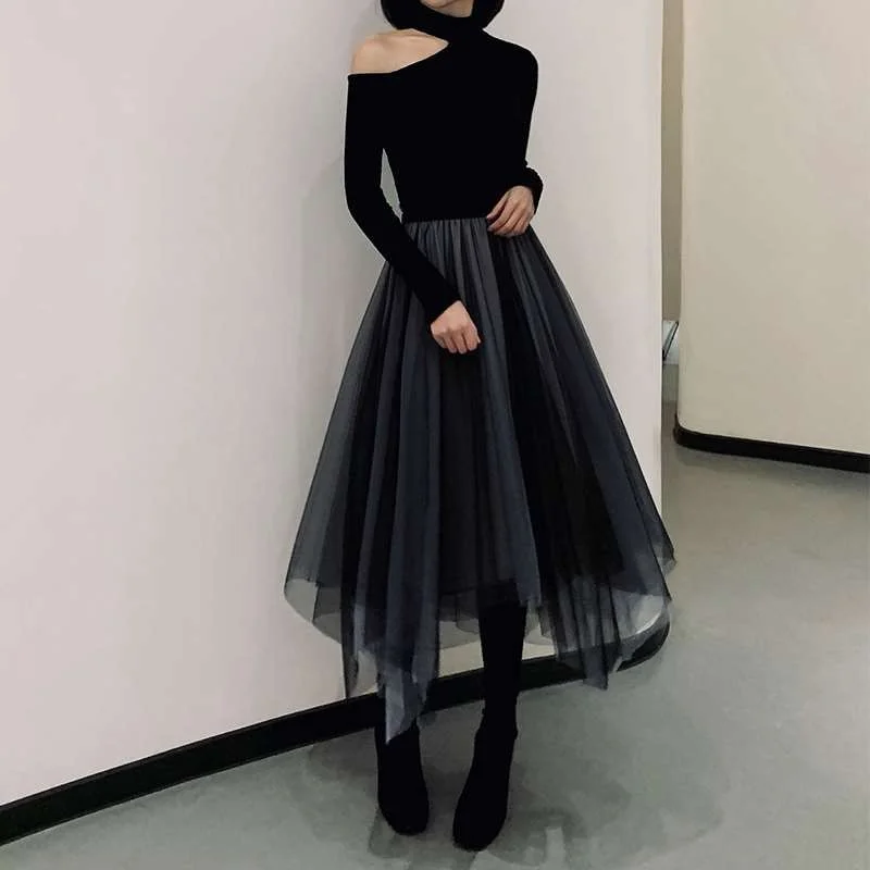 

Skirts Women Summer Irregular Soft Stylish Femme Empire Streetwear Party Wear Casual Pleated Mujer Vintage Mesh Faldas Lovely