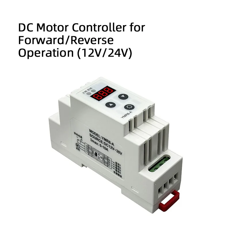 DC Motor Controller (12V/24V) with Forward/Reverse Control, Time Delay, Overload Protection, and Limit Switch Support