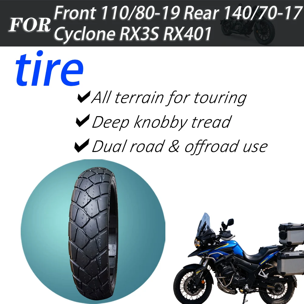 ADV Knobby All Terrain Tubeless Tire Front 110/80-19 Rear 140/70-17 For Cyclone RX3S RX401