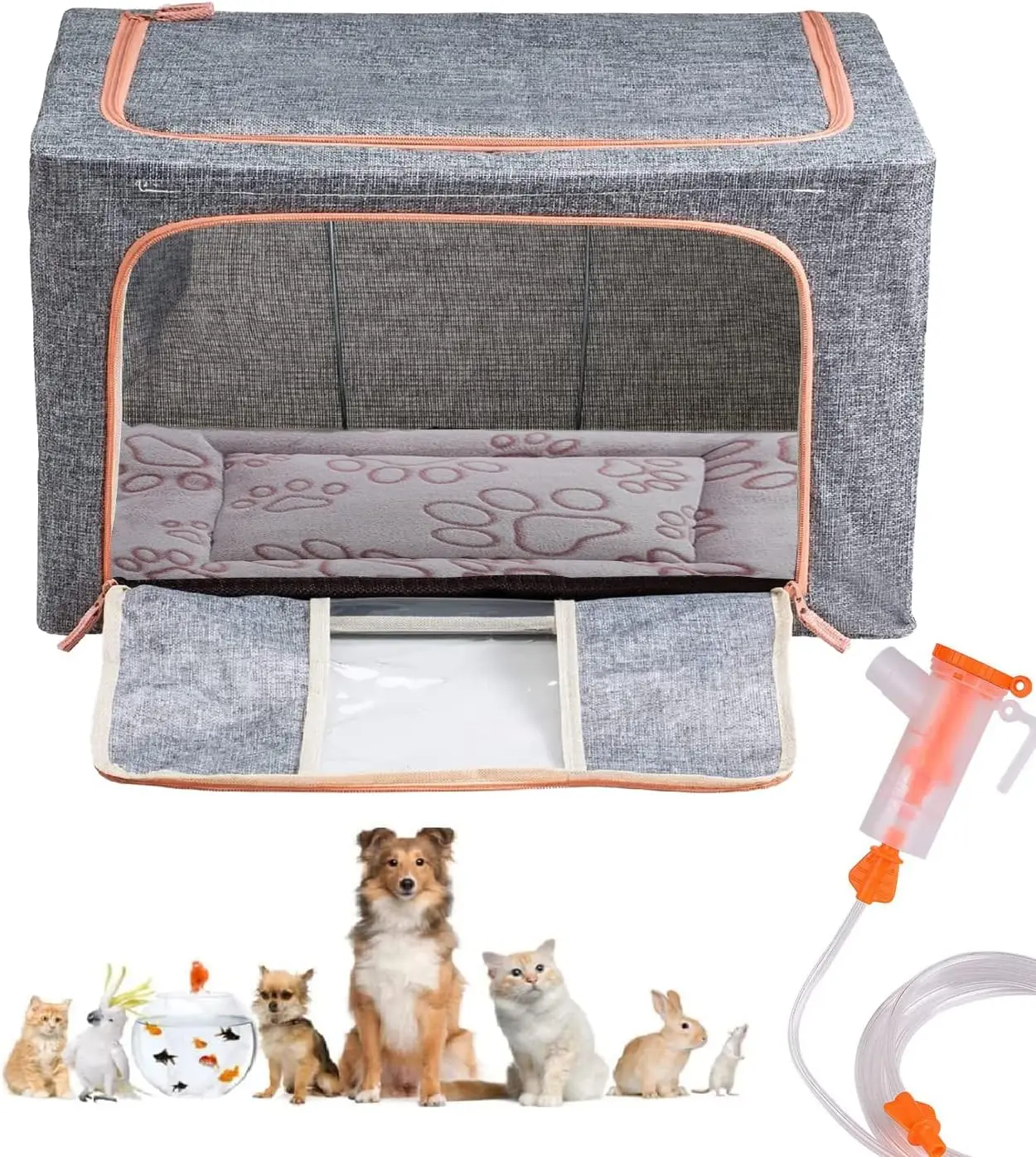 

Pet Atomization Oxygen Box, Incubator for Kitten and Puppies, Pet Nncubator with Nebulization Kit and Pet Blanket