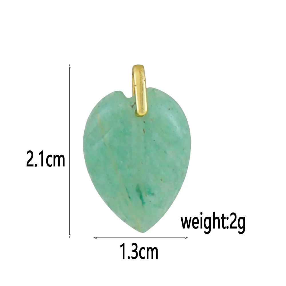 1PC colorful Natural Stone Heart Leaf Shape Charms Inlaid Zircon Pendant For DIY Necklace Bracelet Jewelry Making Accessories - view 5