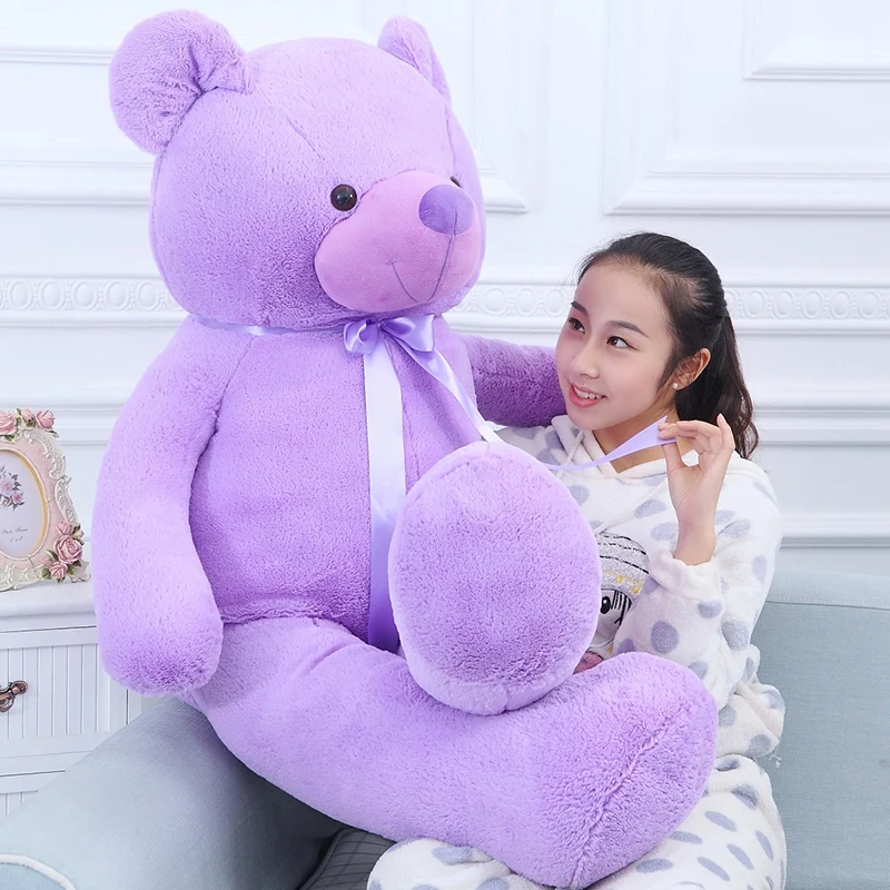 40-120cm New Giant Purple Bear Plush Toys Hug Figurine Ribbon Dolls Valentine's Day Birthday Present for Girlfriend Boy