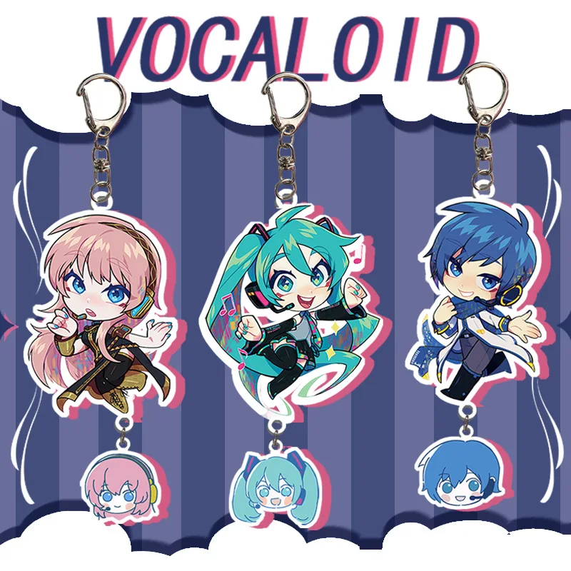 Anime Baru Hatsune Miku Kaito Rin Len Luka MEIKO Kawaii Versi Q Angka Gantungan Kunci Akrilik Liontin Model Mainan Hadiah Boneka