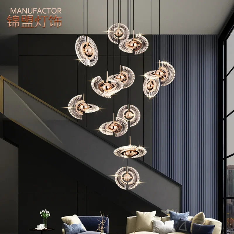 

LED Dimmable Lights Modern UFO Ceiling Chandeliers Lustres Pendant Lamps Hanging Stair Living Room Decor for Staircase