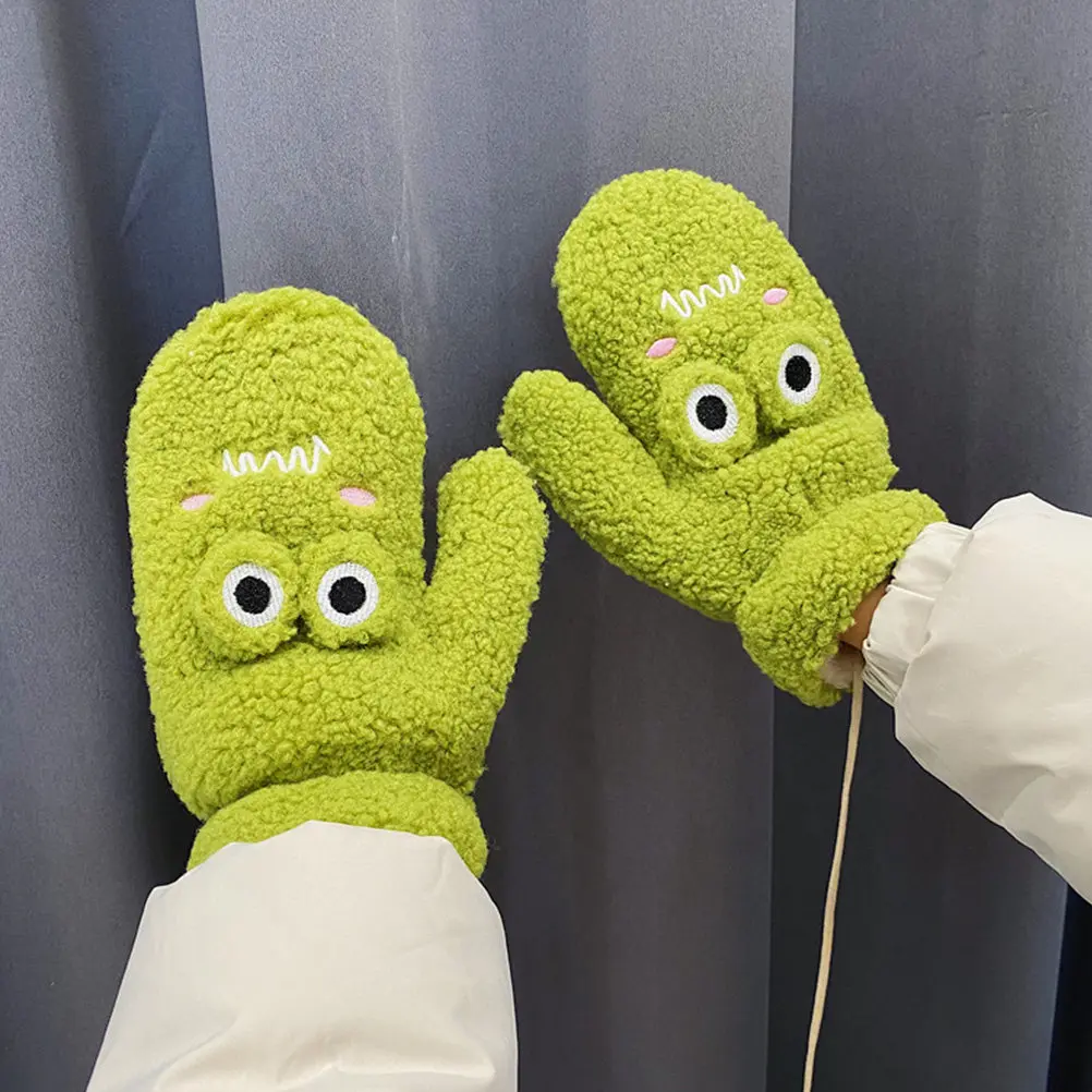 

1Pair Cartoon Frog Gloves Warm Winter Hand Cover Breathable Moisture Absorption Soft Children Adult Cold Proof Mittens