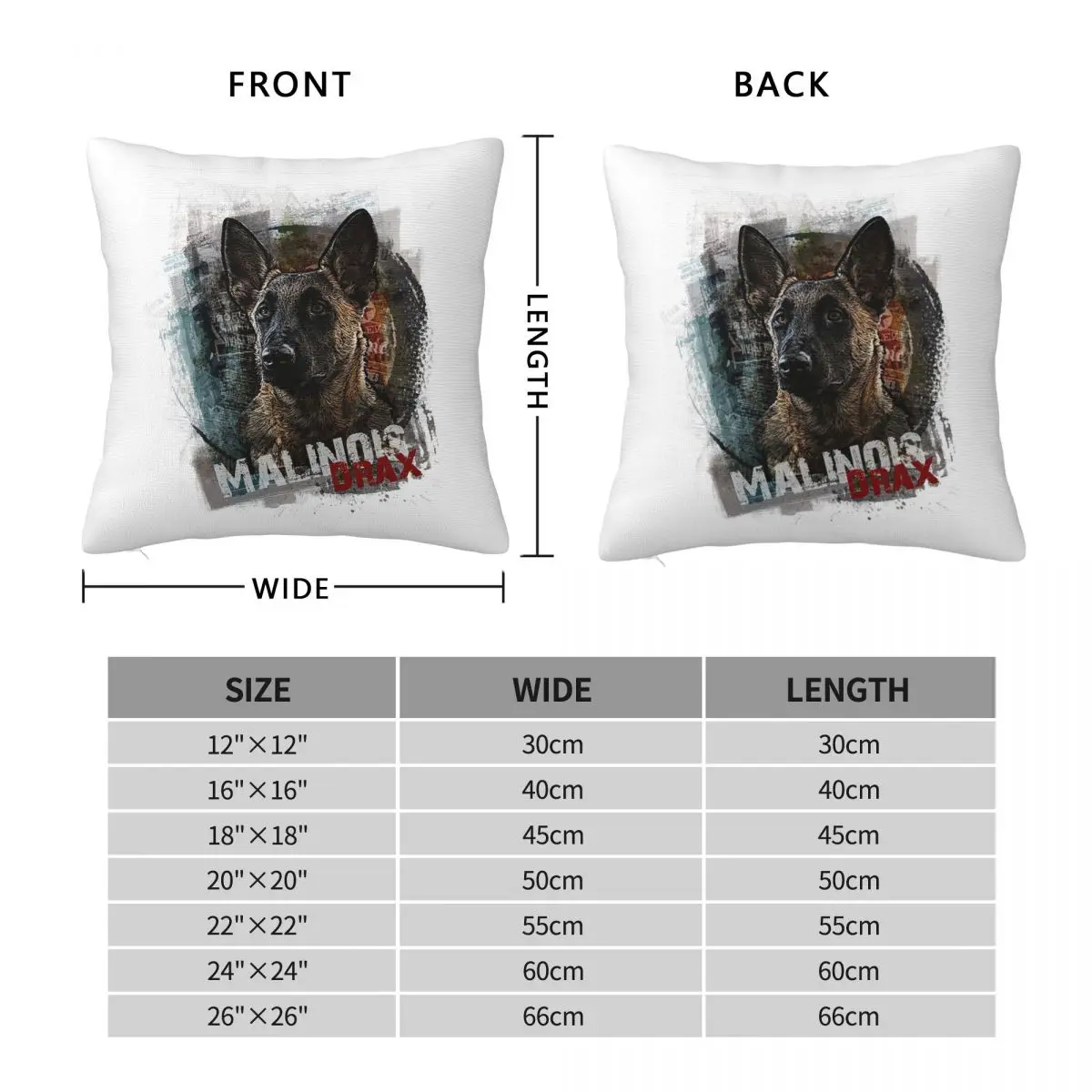 K9 Unit Belgian Shepherd Malinois Square Pillowcase Pillow Cover Cushion Zip Decorative Comfort Throw Pillow for Home Sofa