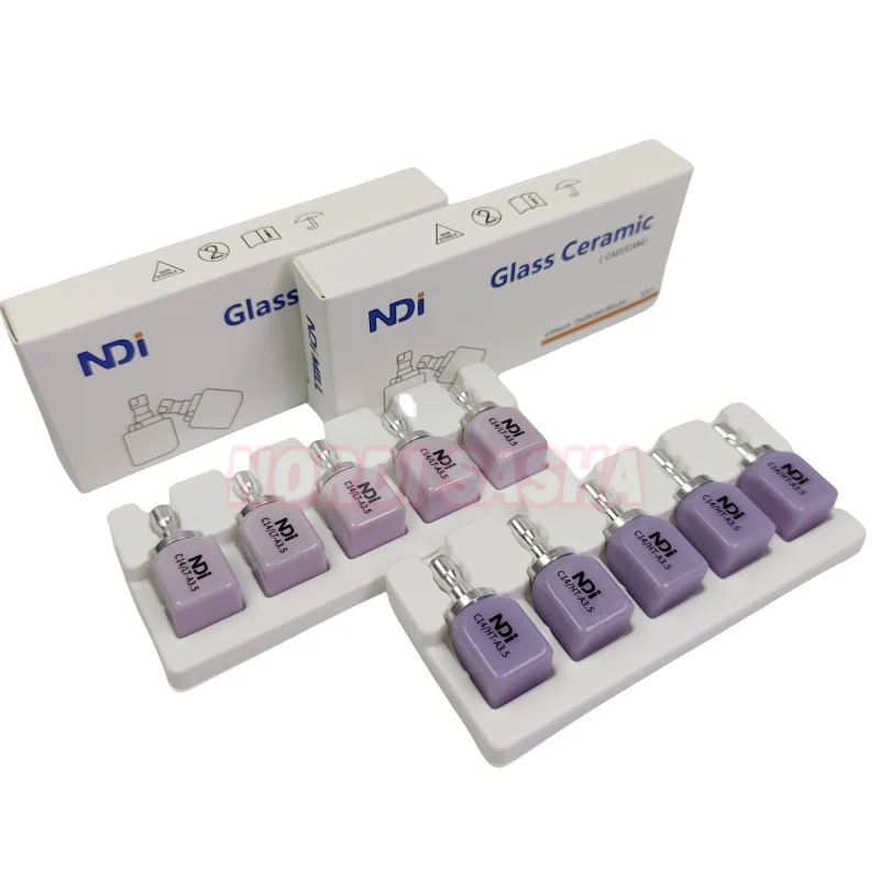 

NDI 5Pcs/box Lithium Disilicate Glass Ceramic Blocks C14 Dental Cubes LT/HT for Dental Lab CAD/CAM Sirona Cerec Milling System