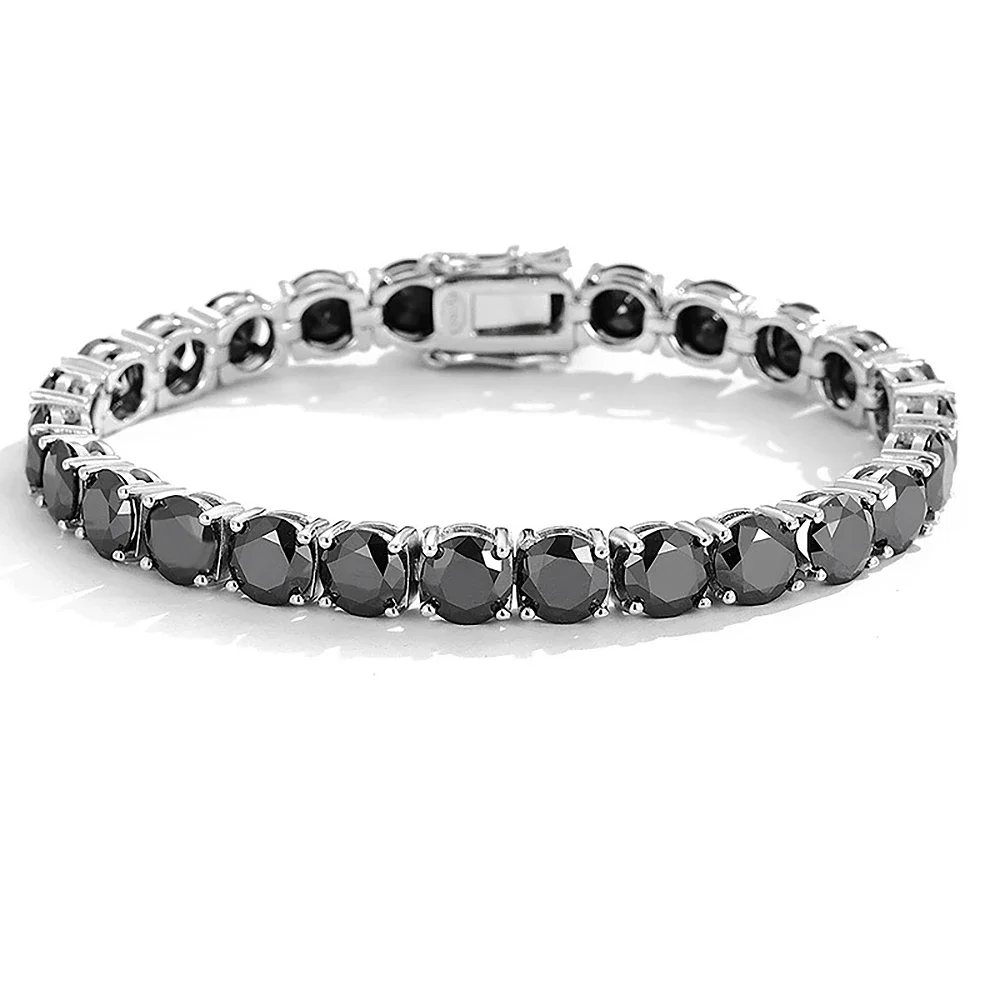 3-6.5mm Moissanite Tennis Bracelet D VVS1 Black Diamond Bracelets with Certificate 925 Sterling Silver Bangle for Women Men