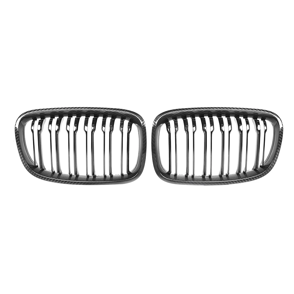 Dry Carbon Fiber Grill Front Bumper Double Slat Kidney M Style Grille For 12-14 BMW 1 Series F20 Pre-Lci 118i 125i M135i