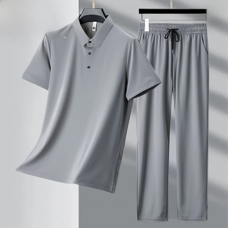 

TUCANO Men's Ice Silk ort Sve Set Summer New Sle Casual Sports Two-Piece Suit Qui Dry Leisure Pants for Middle-Aged ...