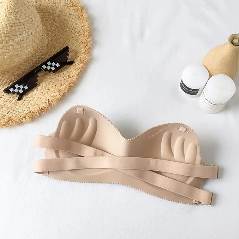 Bezramínková neviditelná sexy podprsenka pevná pro ženy, letní nové protiskluzové sexy push-up pohodlné spodní prádlo pro šaty podprsenky - náhled 4