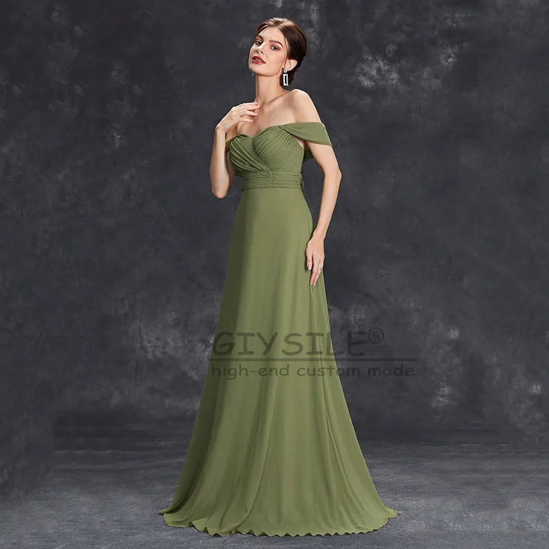 فساتين سهرة GIYSILE مخصصة بكتف واحد 2025 فستان رسمي للنساء للحفلات من الشيفون الأخضر فستان حفلات فيستدوس دي فييستا