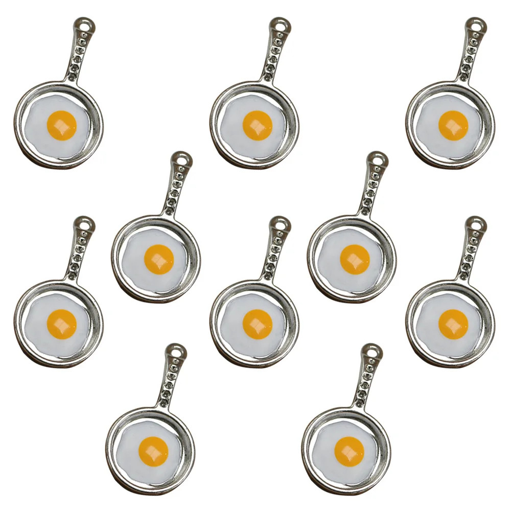 

10 Pcs Fried Egg Pan Pendant Alloy Charm Vintage Necklace DIY Charms Jewelry Making Pendants Simple Stylish Unique Shape Durable