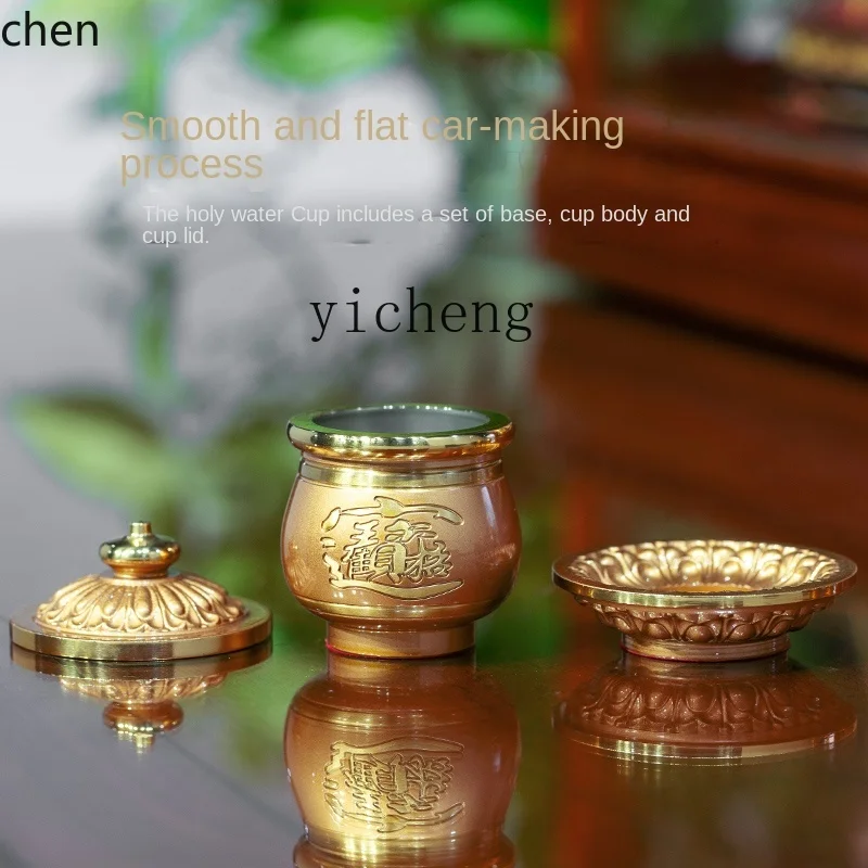 ZMLHSN Buddha Front Water Cup Brass Buddha Cup  Buddhist Hall Household Tribute Tea Cup Guanyin Holy Water