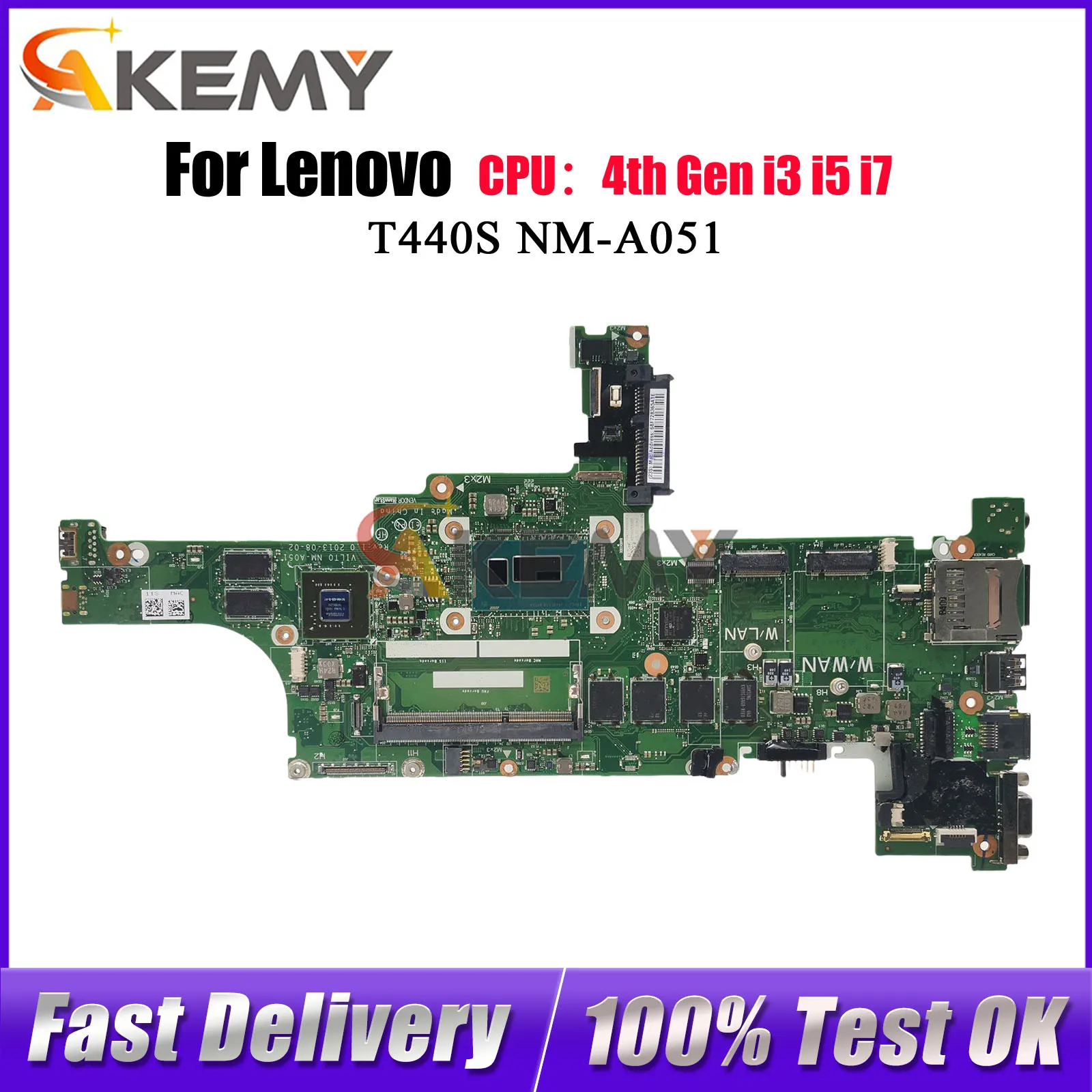 

For Lenovo ThinkPad T440S NM-A051 Laptop Motherboard with i5 i7 4th Gen N14M-GS-S-A1 GPU 100% Tested OK