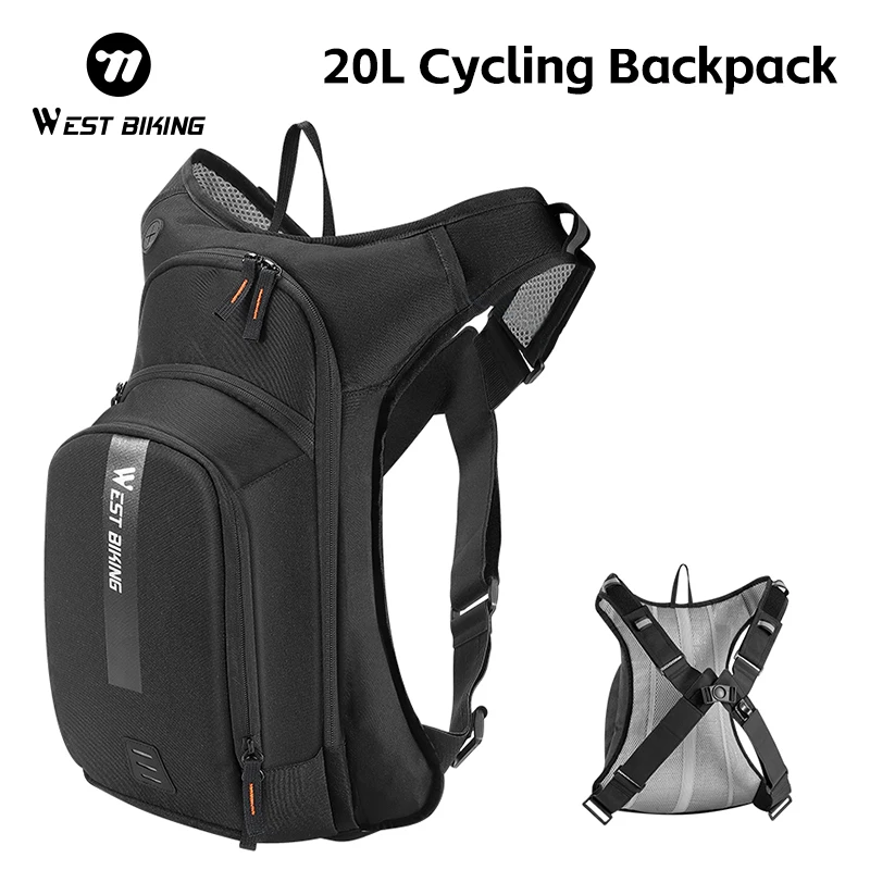 Mochila de Hidratación para Ciclismo WEST BIKING de 20L, Ergonómica, con Arnés Cruzado, para Escalada, Senderismo, Deportes al Aire Libre, Viajes, Reflectante