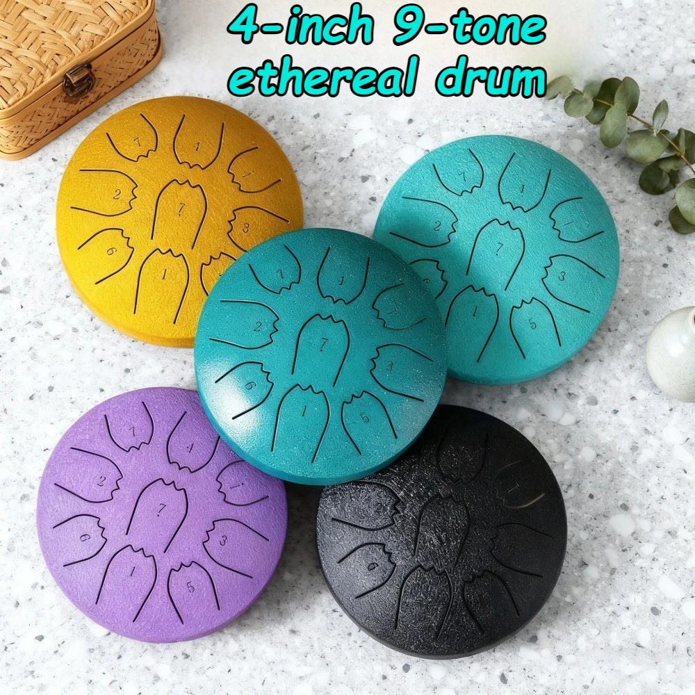 4-inch 9-tone Tongue Drum Portable Percussion Instruments C Tone Steel Tongue Drum Healing Musical Instruments for Adults