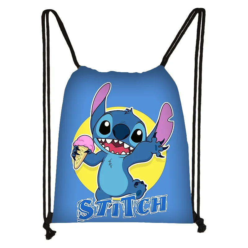 Stitch Drawstring Bag Large Capacity Portable Bags Student Backpack Sports Basketball Package Cartoon Printing Storage Packet