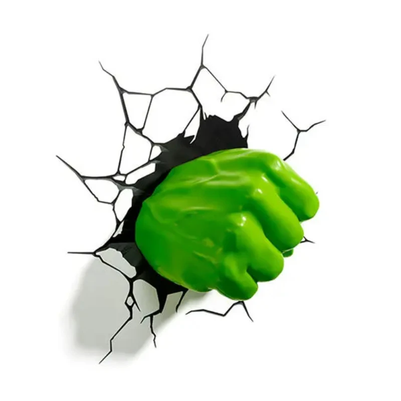 

Creative Marvel hero Hulk Head Helmet Fist Glove figures model 3D Wall Lamp Unique LED light Head lamp kids Home room decoration