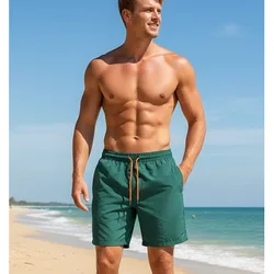 Double Layer Swim Trunks Short Quick Dry Beach Shorts Swimming Trunks with Zipper Pockets