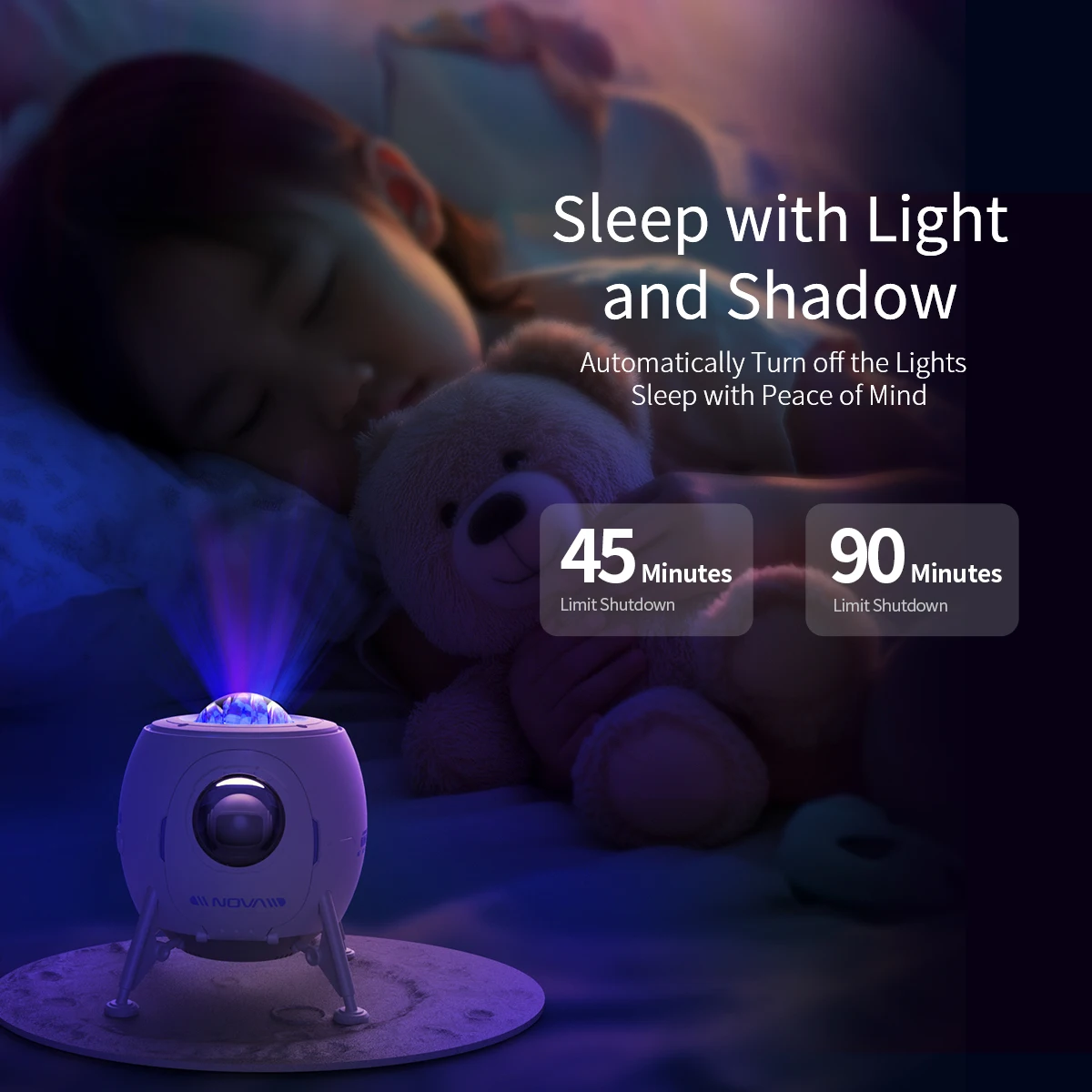 Astronaut Lander Starry Sky Projection Light USB LED Night Light Spaceman Laser Projection Lamp Bedroom Table Decoration Lamp