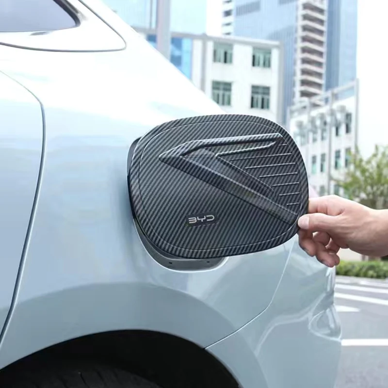 

For Byd M9 2025 Accessories Car Charging Port Cover Protection Fuel Tank Cap Decorative Stickers ABS Carbon Black Styling