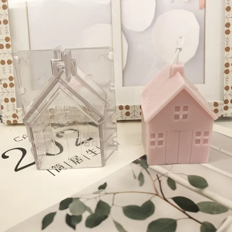 3D Villa House Silicone Mold Small Wooden House Aromatherapy Candle Soap Fondant Cake Gypsum Scented Mold Home Decor Craft Gift