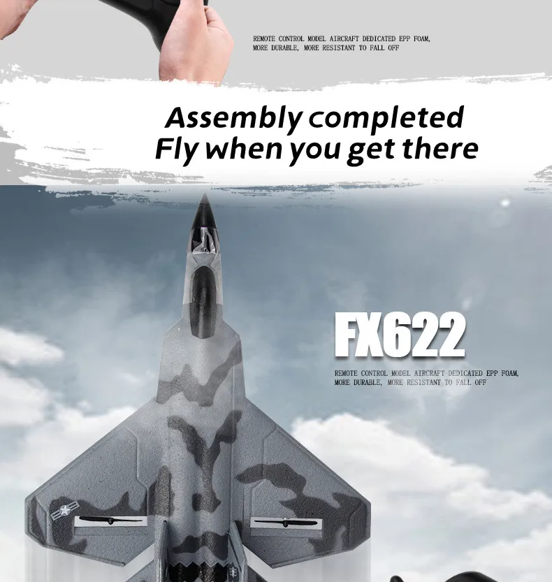 Fx622 2.4ghz Remote Control Plane Fixed Wing Small F22 Fighter Aircraft Model Toy Rc Glider For Boys Gifts