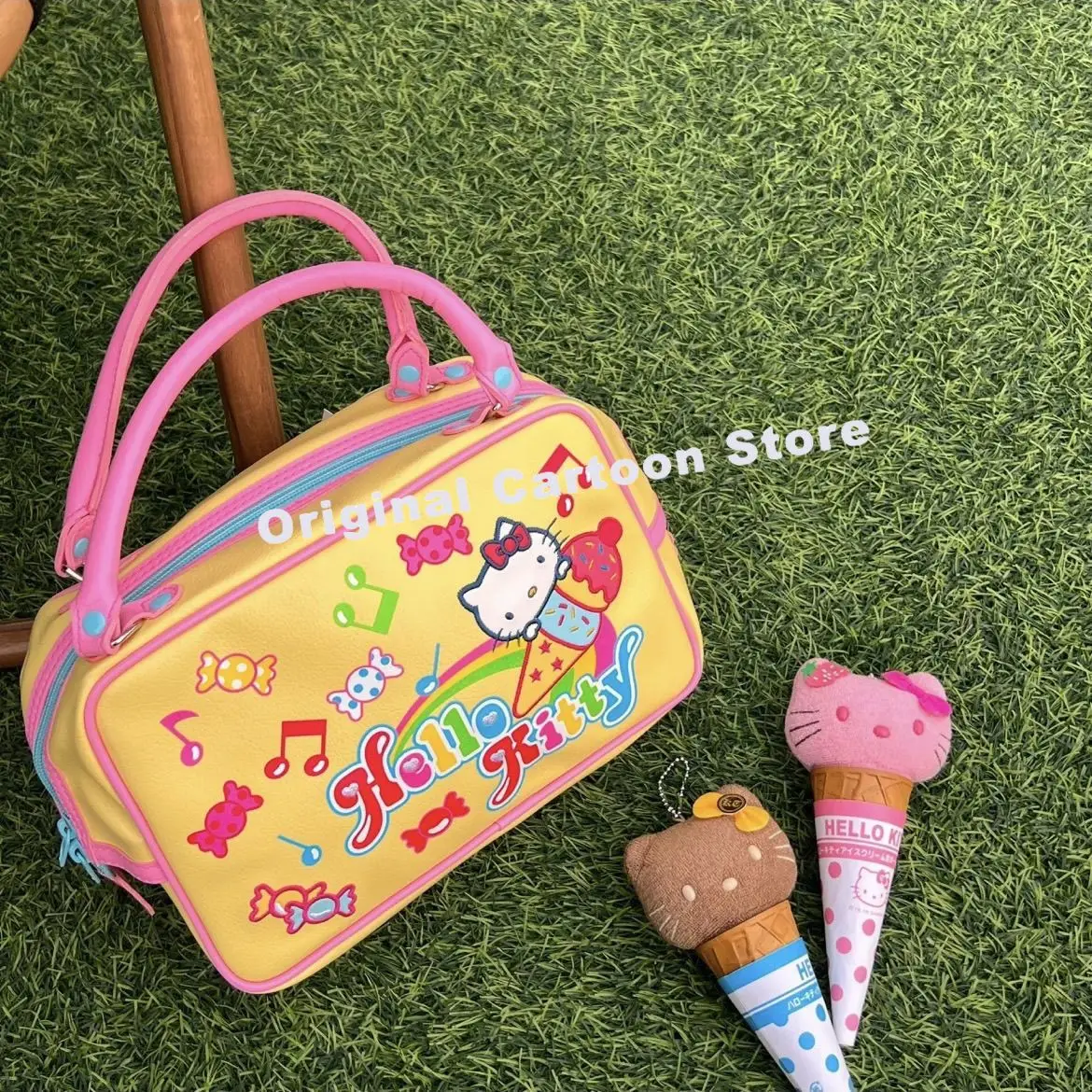 Petit sac à main carré Hello Kitty Sanurgente Kuromi, sac de rangement cosmétique, crème glacée Dopamine, bonbons d'été, cadeau pour fille