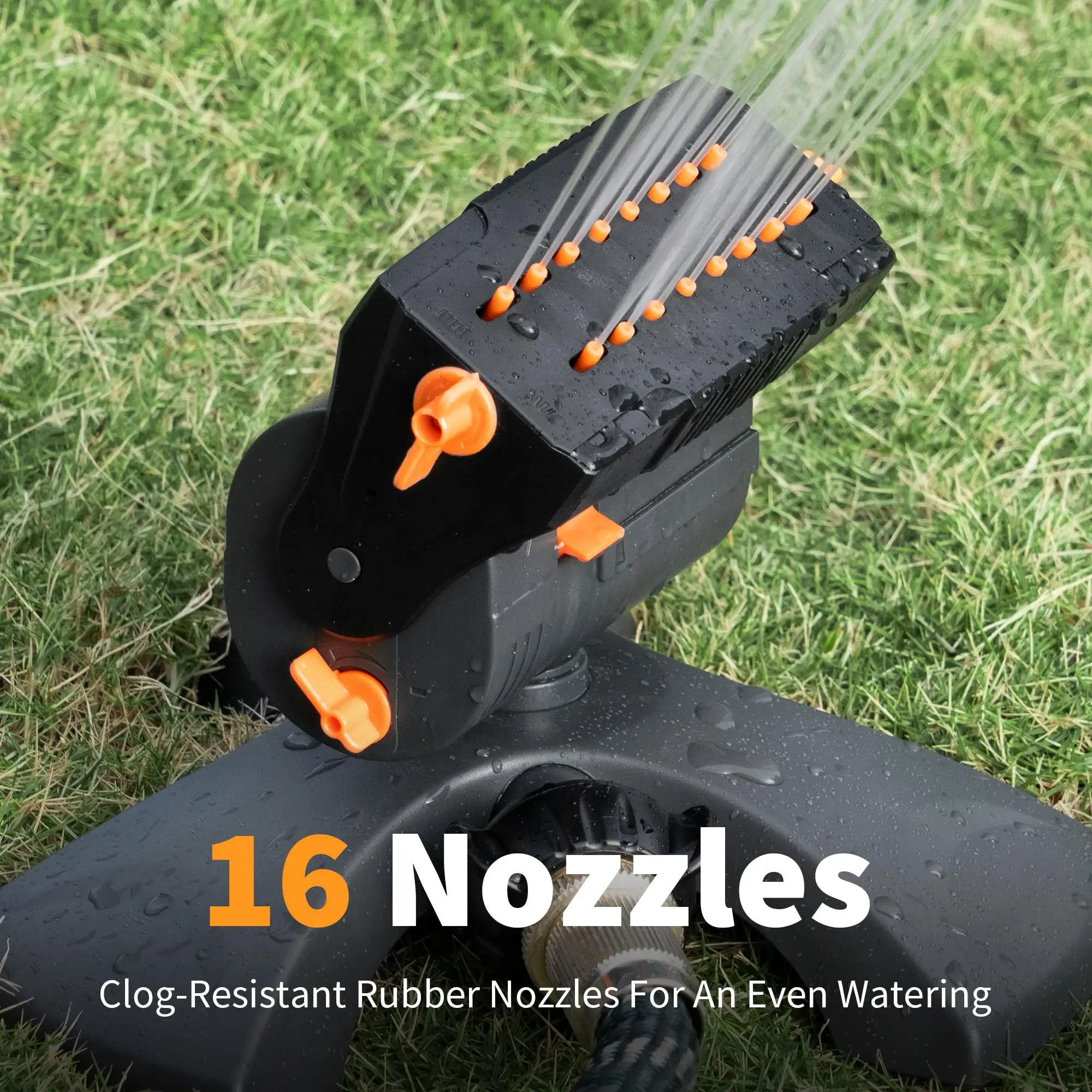 

Mini Oscillating Sprinkler Adjustable Rotating Lawn Sprinkler 16 Holes Irrigation Watering System for Outdoor Yard Garden