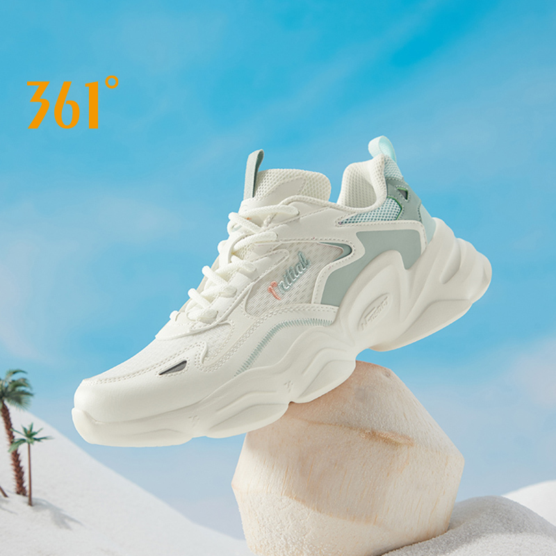  361 Degrees Women's Sneakers Breathable Stitching Retro Abrasion-Resistant Height-Increased Soft-Soled Casual Shoes 682326774 