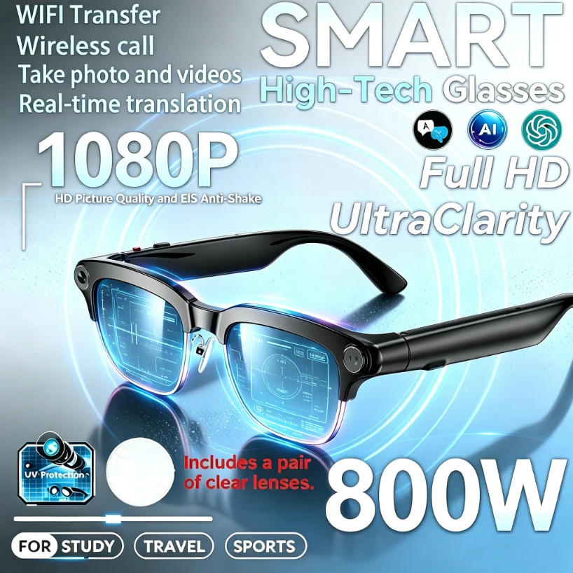 new-smart-glasses-take-photos-and-videos-real-time-translation-voice-assistant-translation-2gb-memory-800w-camera-smart-glasses