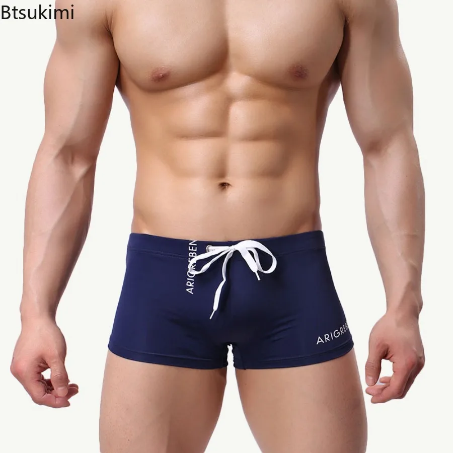 

Новые мужские летние сексуальные купальники, шорты, однотонные шорты для плавания на шнурке, пляжные спортивные штаны, шорты для серфинга, плавки Hombre