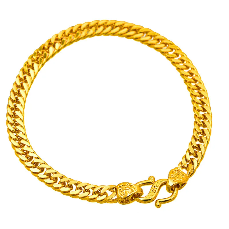 Luxury 24K 9999 Pure Gold real gold Women's Wide 5mm Buckle Horse Whip Boss Bracelet - Image 2
