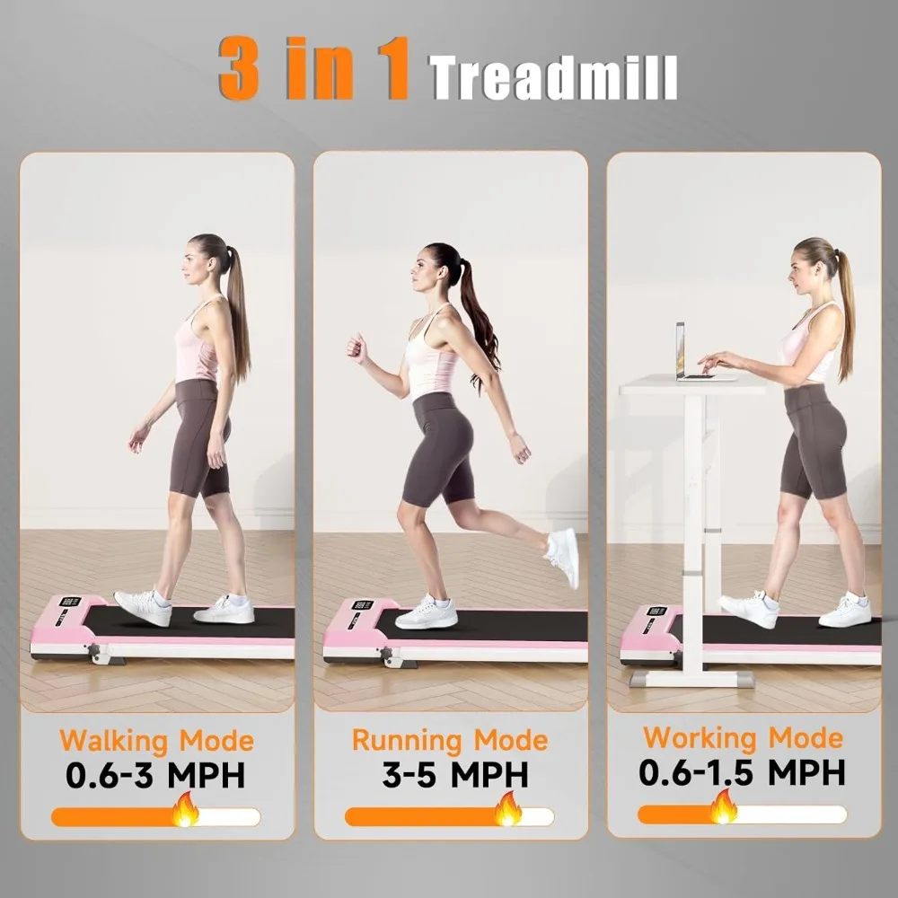 جهاز مشي مكتبي محمول للاستخدام المنزلي والمكتبي، حزام عريض، جهاز تحكم عن بعد، سهل التجميع، تمرين مكتبي مناسب للتنقل