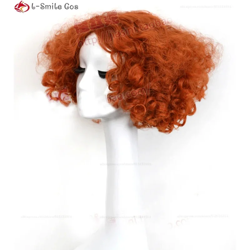 

vivi 2025 Mad Hatter Short Orange Red Curly Wig Alice in Wonderland 2 Halloween Carnival Party Cosplay Hair Wigs +