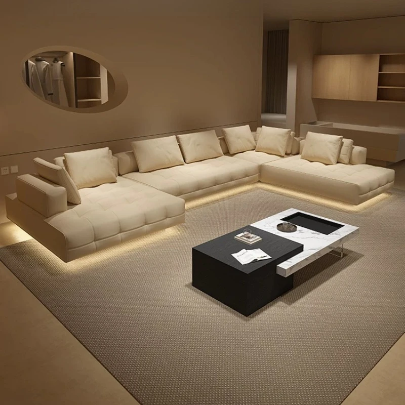 Italian Minimalist Sectional Sofa Couch Large Seat Living Room Design Sofa Luxury Lounges Bedroom Canape Salon Home Furniture