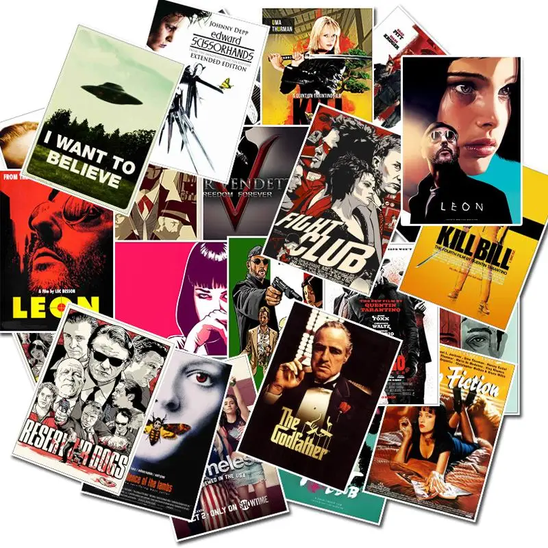 Pegatinas de película clásicas para equipaje, arte de Kill Bill, Pulp Fiction, póster impermeable para monopatín, juguete para regalo, DIY, 25