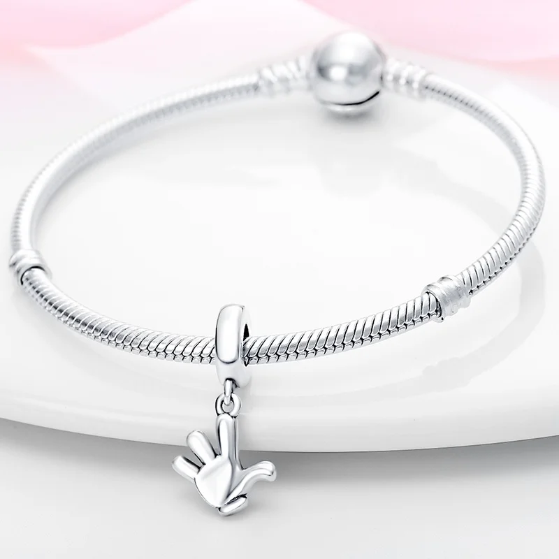 Cute Hand Pendant Charm Beads For Original 3mm 925 Silver Bracelet Necklace DIY Fine Jewellery Gifts Hot Sale