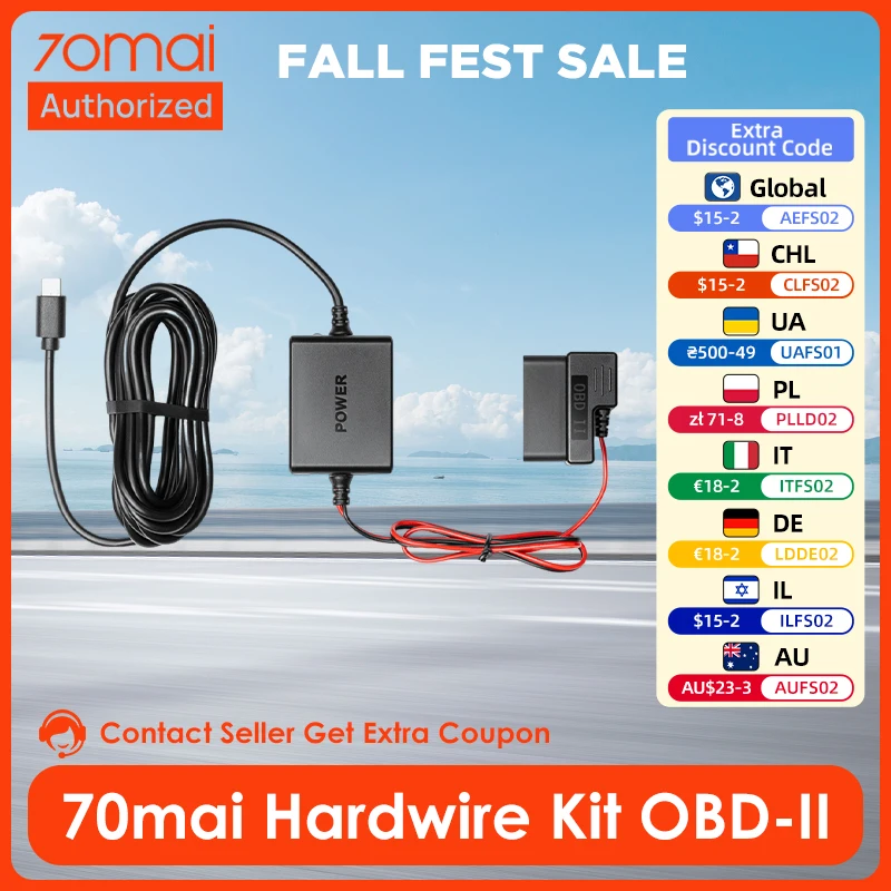 70mai OBD-II Hardwire Kit for Type-C Dash Cams