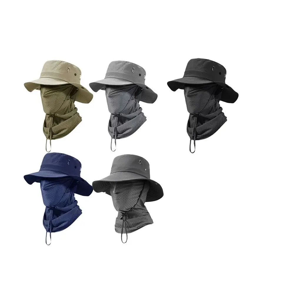 Unisex Design Quick Dry Men Sun Hat Breathable Foldable Full Face Mask Soft Material with Mask Fisherman Hat Hiking view 5