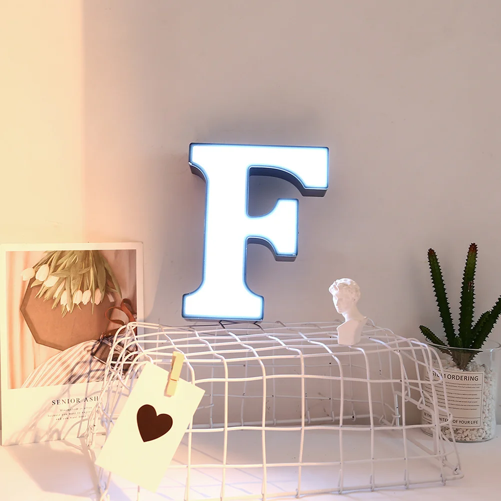 

LED Alphabet F Letter Light Neon Sign Operated Romantic Night Lamp Wedding Birthday Party Home Decor Safe No Glass