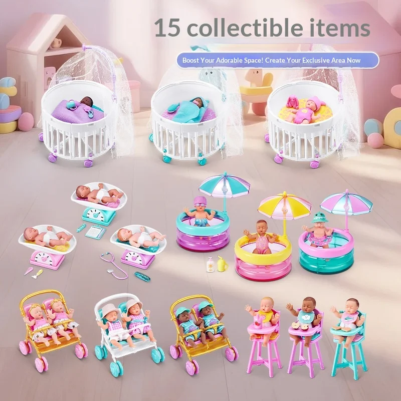 Zuru My Mini Baby Doll Silicone Miniature Reborn Doll Playset With Bassinet Crib Stethoscope Weight Scale For Adult Collectors