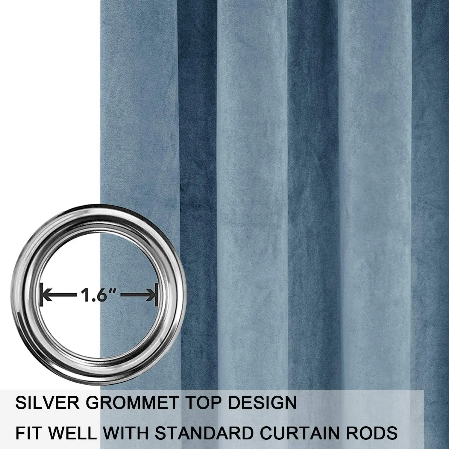 

Smiletime Sky Blue 84 In Long Velvet Curtains With Grommet, Thermal Insulated Super Soft Privacy Noise Reducing Light Filtering