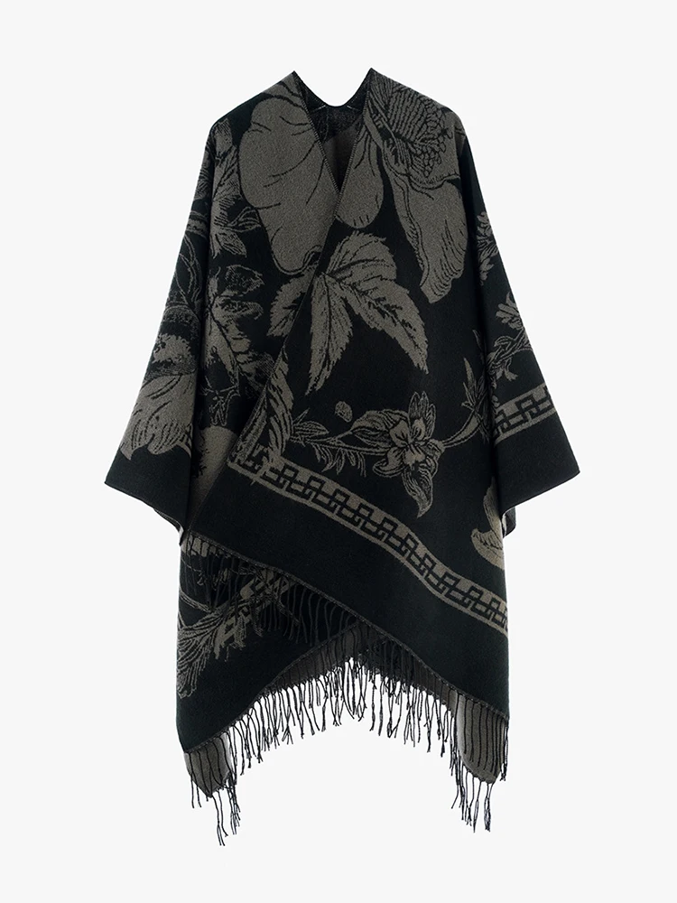

New Arrival Elegant Print Tassel Scarf Layers Poncho Winter Women Wrap Shawl Casual Scarve Capa Para Mujer Pashmina Cloak Soft