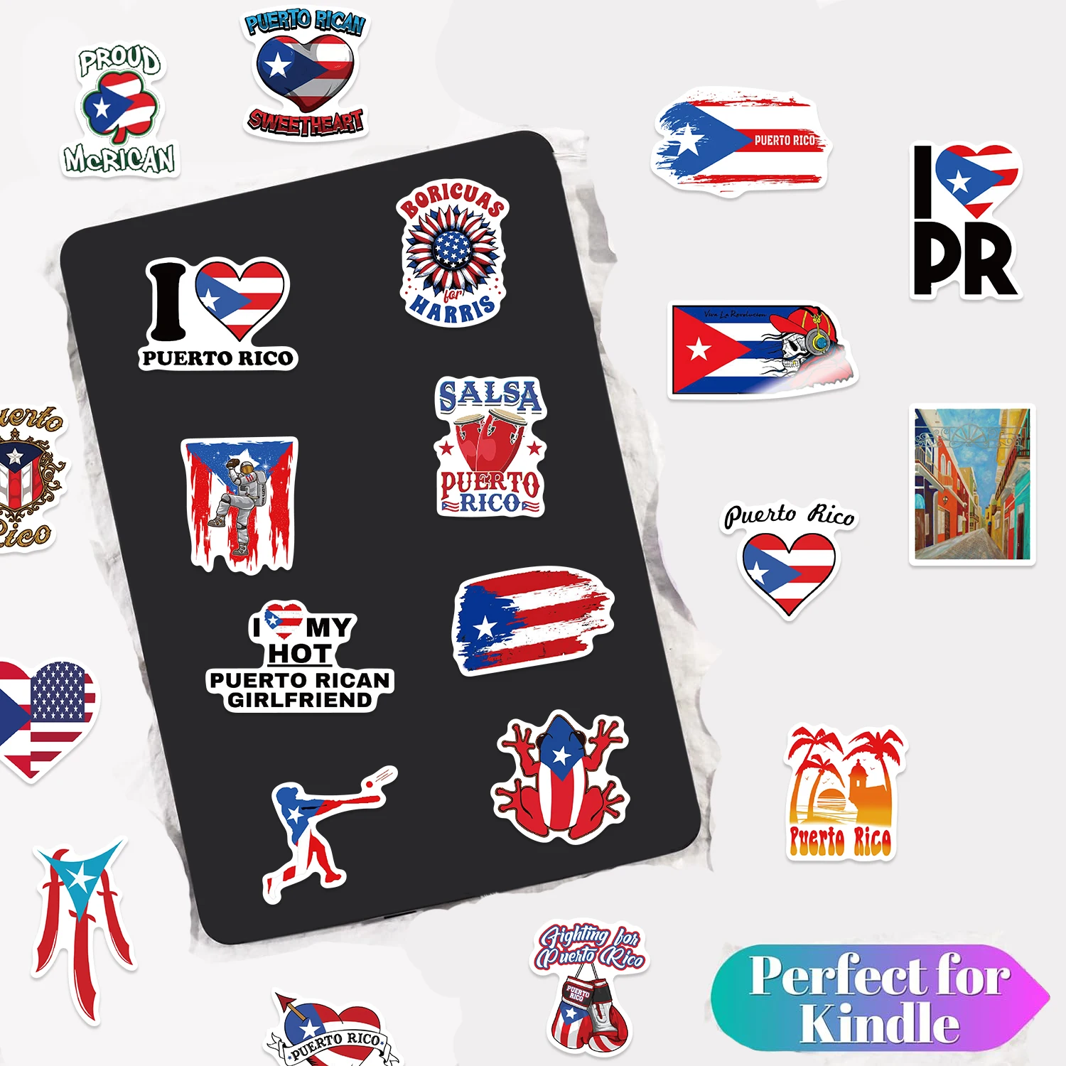 50 Stück Puerto Rico Aufkleber Nationalflagge für Koffer Skateboard Gitarre Laptop Telefon Dekor Graffiti Wasserfester Aufkleber