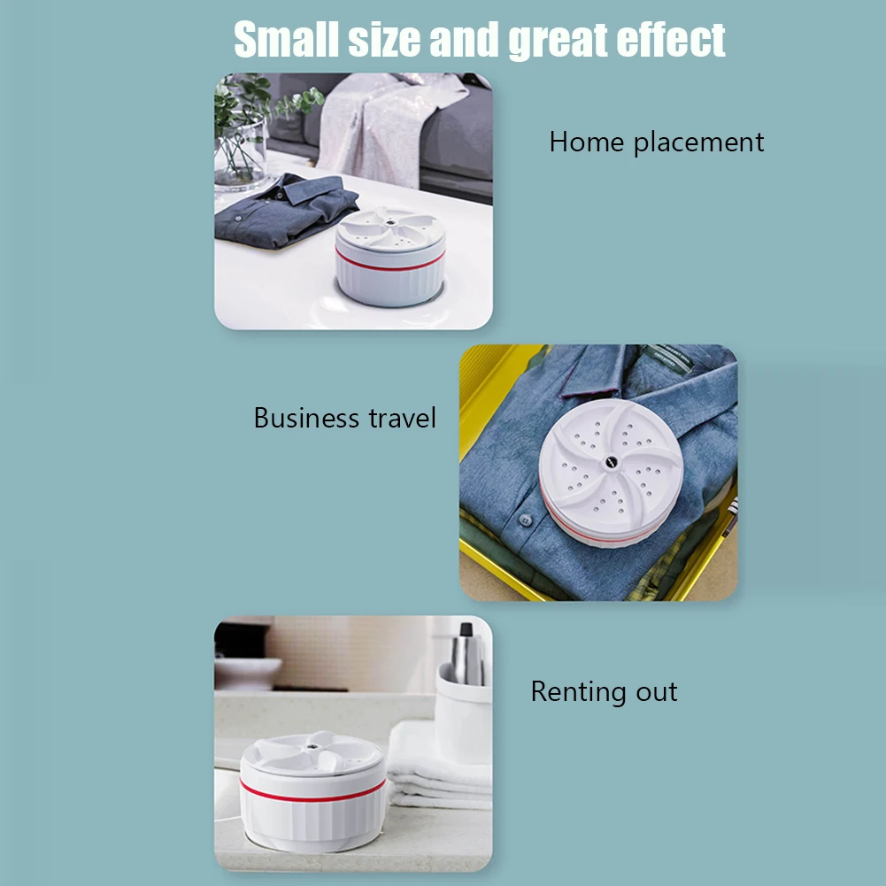 

Portable Mini Washing Machine USB Powered Turbo Washer Rotating Mini Ultrasonic Turbo Washer for Underwear Socks for Home Travel