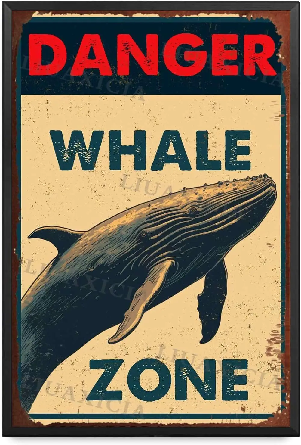 Tin Sign Danger Whale Zone For Room Room Kitchen Bar 8.00