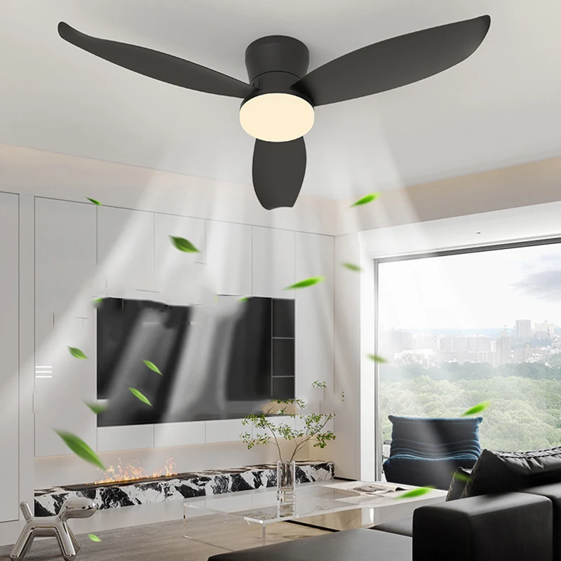 New Ceiling Fan LED Light Simple Three-blade Kids Room Lamp Bedroom 36 Inch/42 inch Electric Fans 6-speed Balcony Room Fan